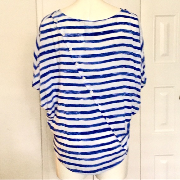 HANG TEN blue & white stripe hi lo scoop neck top - Picture 4 of 5